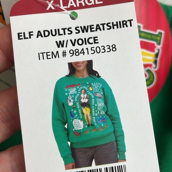 Talking Buddy the Elf Ugly Christmas Sweatshirt with Voice Sound Box, Size XL - Picture 9 of 10